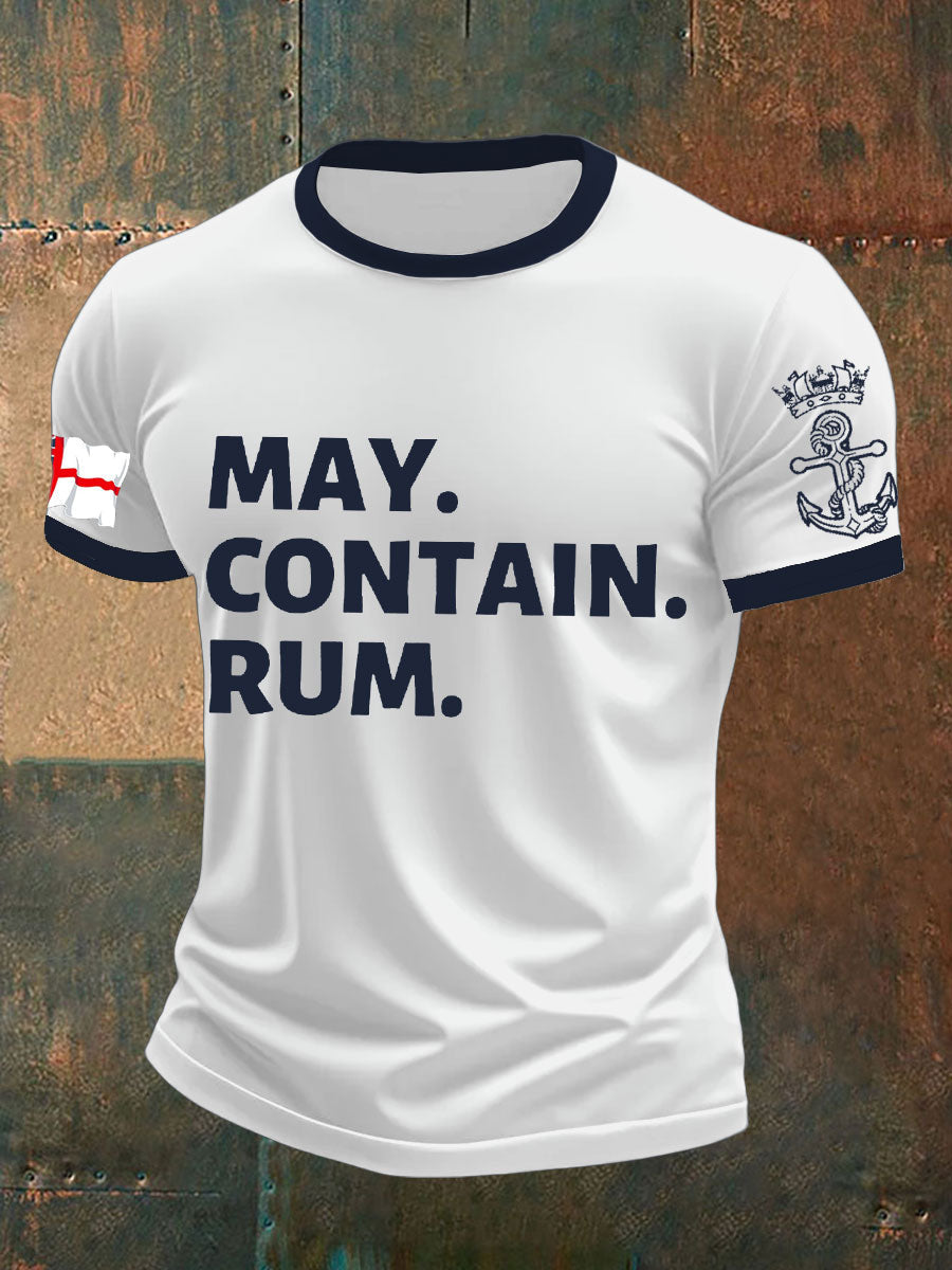 Men's Royal Navy Veteran Rum Lover Printed T-shirt