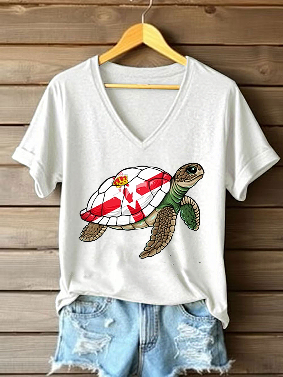 Women's Northern Ireland Turtle Print Casual T-Shirt