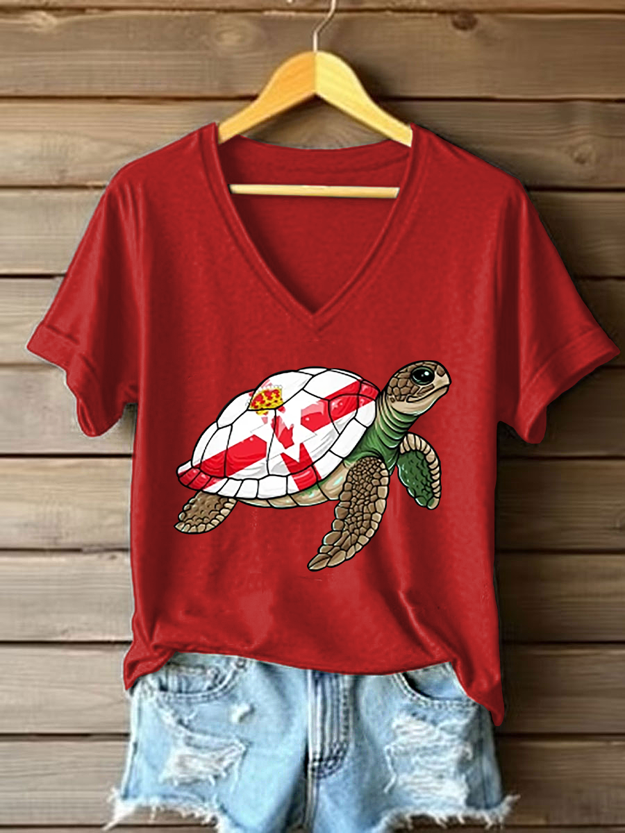 Women's Northern Ireland Turtle Print Casual T-Shirt