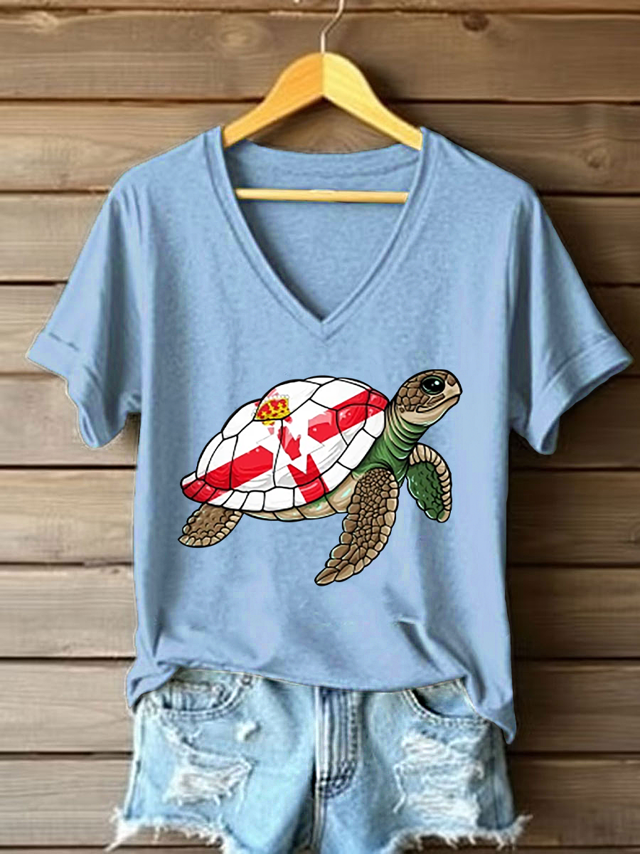 Women's Northern Ireland Turtle Print Casual T-Shirt
