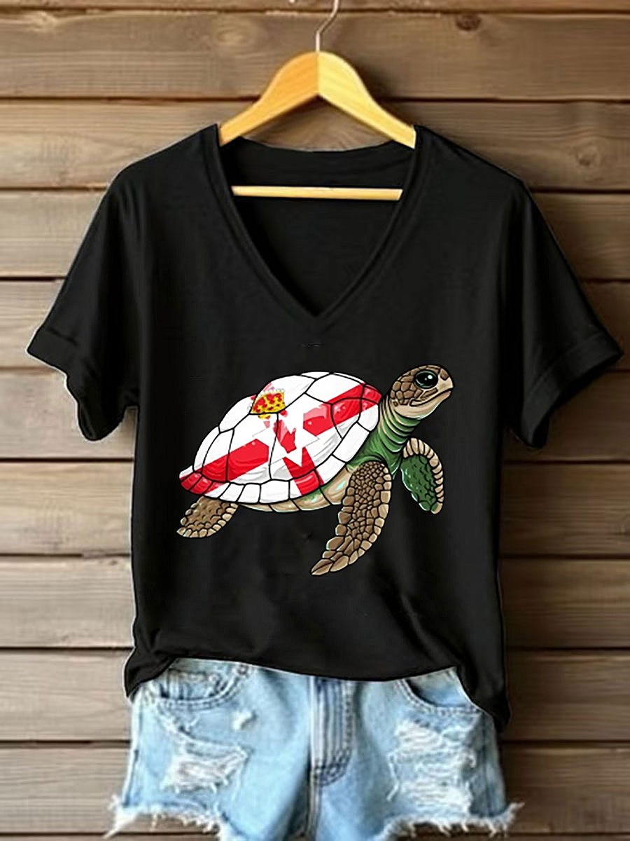 Women's Northern Ireland Turtle Print Casual T-Shirt