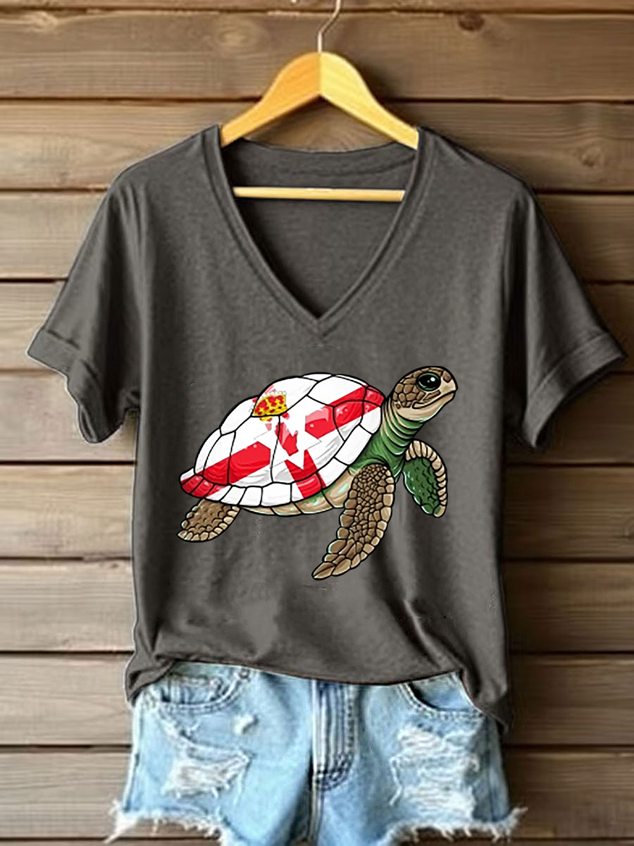 Women's Northern Ireland Turtle Print Casual T-Shirt