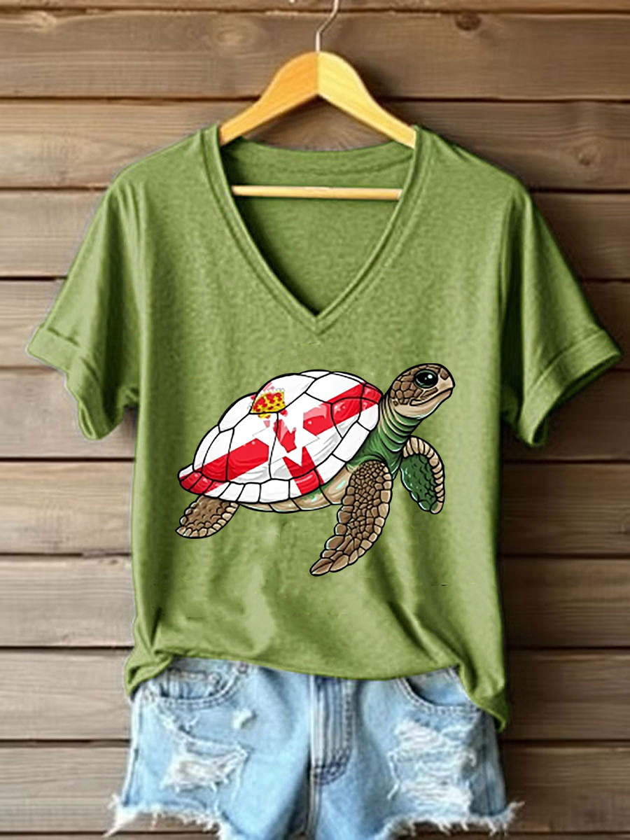 Women's Northern Ireland Turtle Print Casual T-Shirt