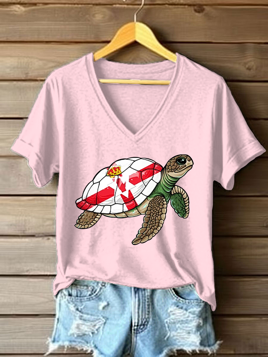 Women's Northern Ireland Turtle Print Casual T-Shirt
