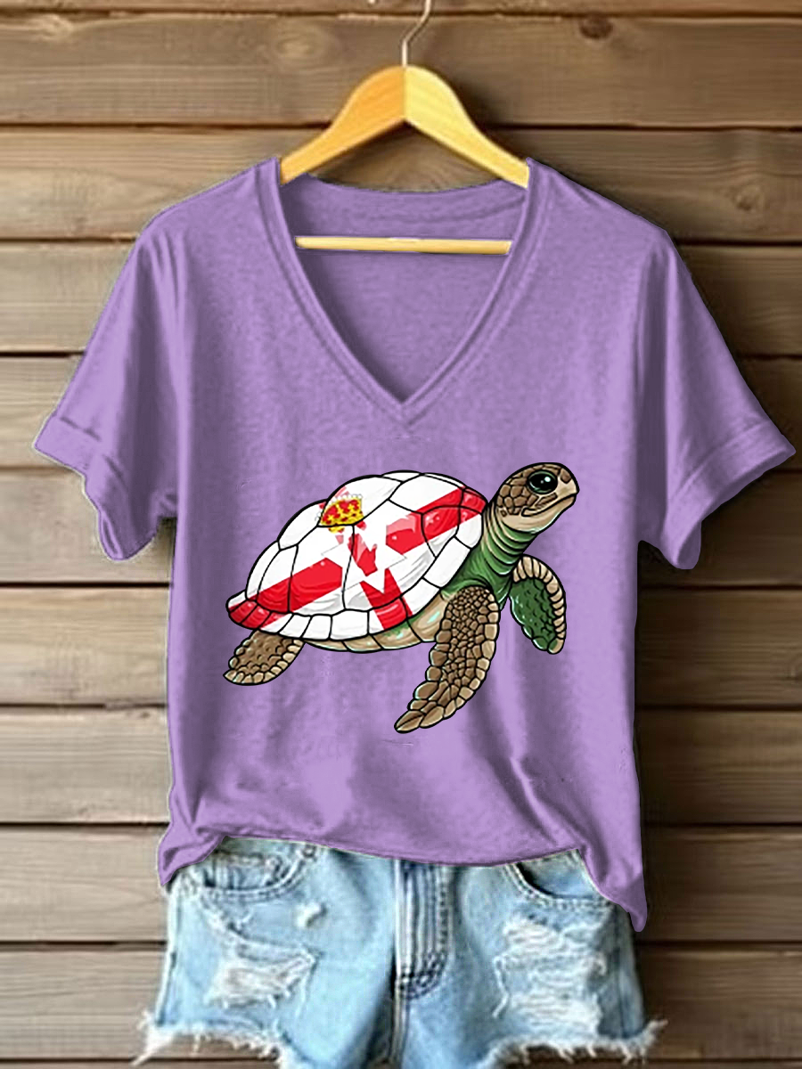 Women's Northern Ireland Turtle Print Casual T-Shirt