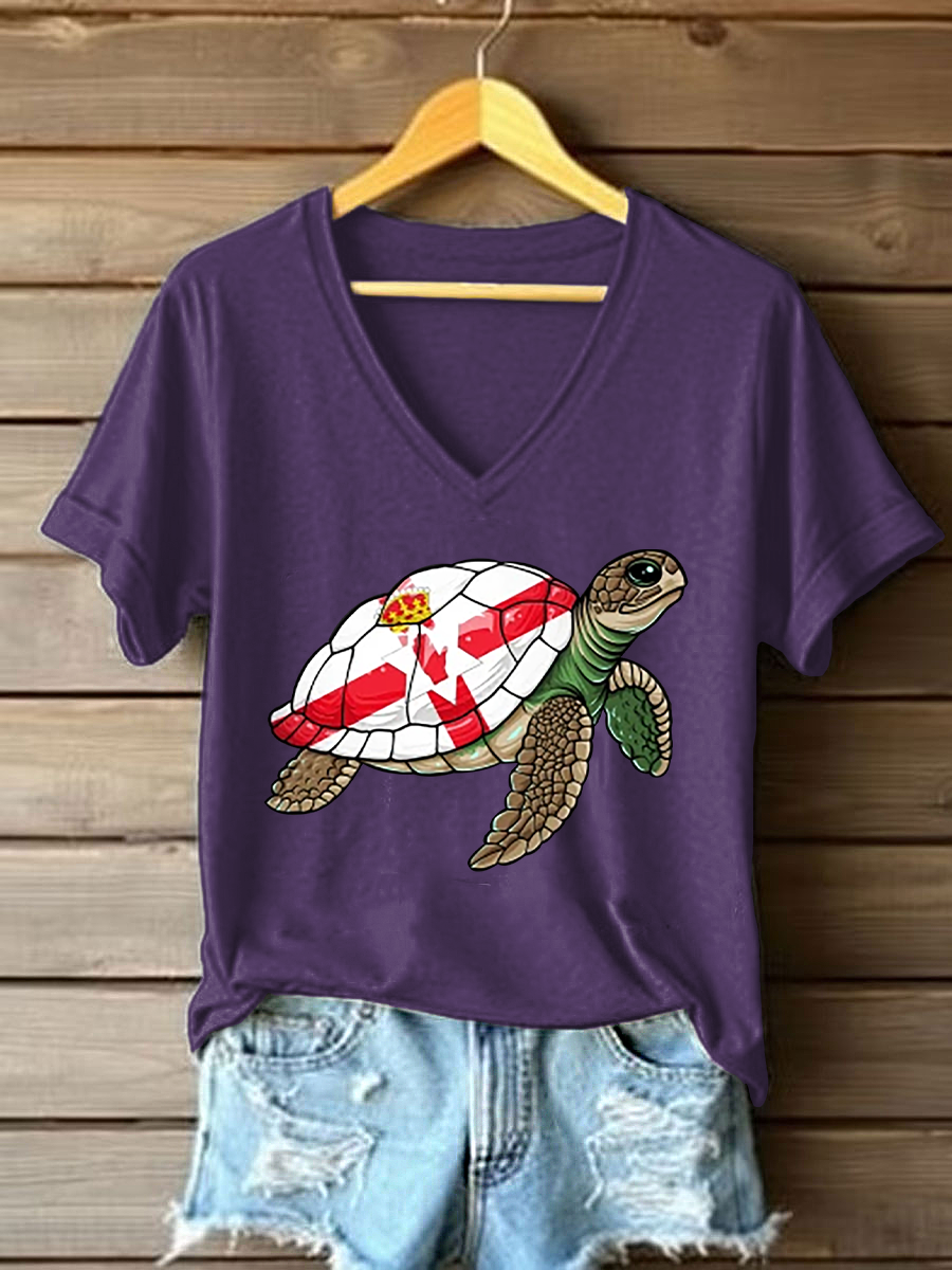 Women's Northern Ireland Turtle Print Casual T-Shirt