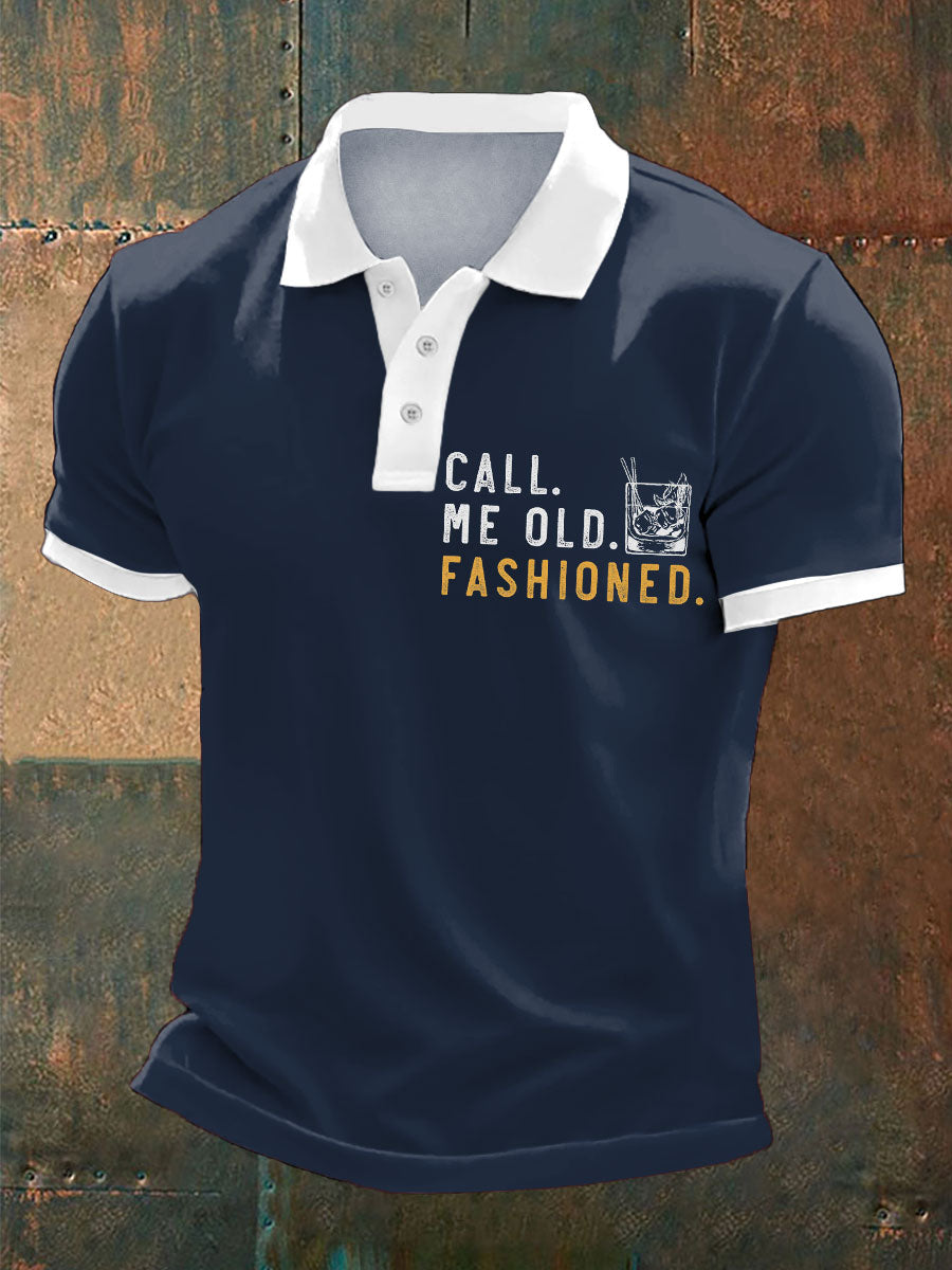 Men's Rum Whiskey Lover Call Me Old Fashioned Printed Casual Tops