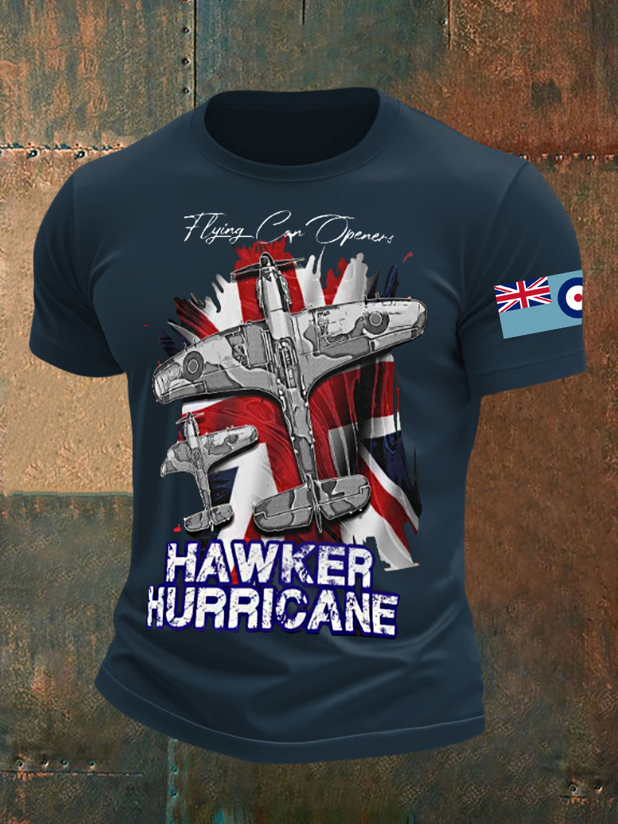 Men's Vintage RAF WW2 Aircraft Spitfire Lancaster Typhoon Hurricane Mosquito Casual Tee