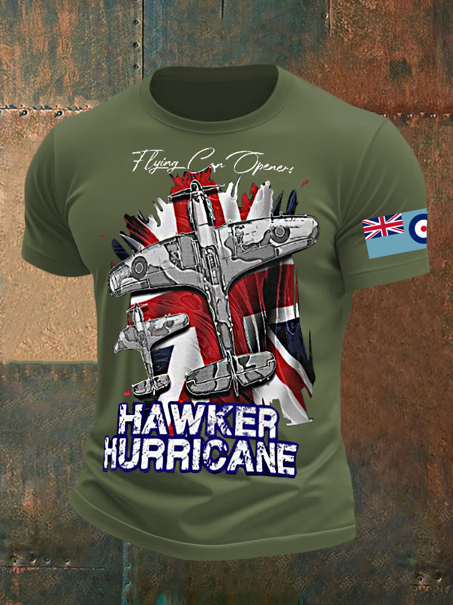 Men's Vintage RAF WW2 Aircraft Spitfire Lancaster Typhoon Hurricane Mosquito Casual Tee