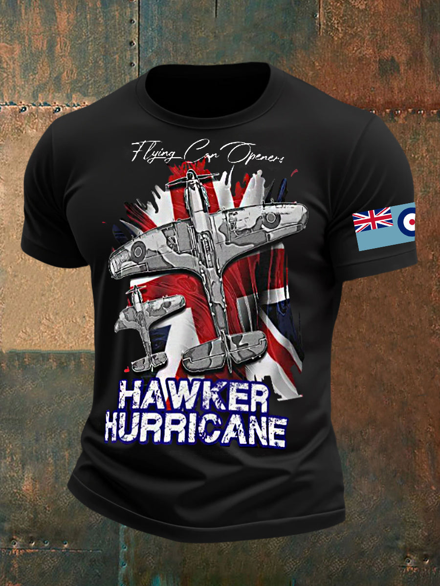 Men's Vintage RAF WW2 Aircraft Spitfire Lancaster Typhoon Hurricane Mosquito Casual Tee