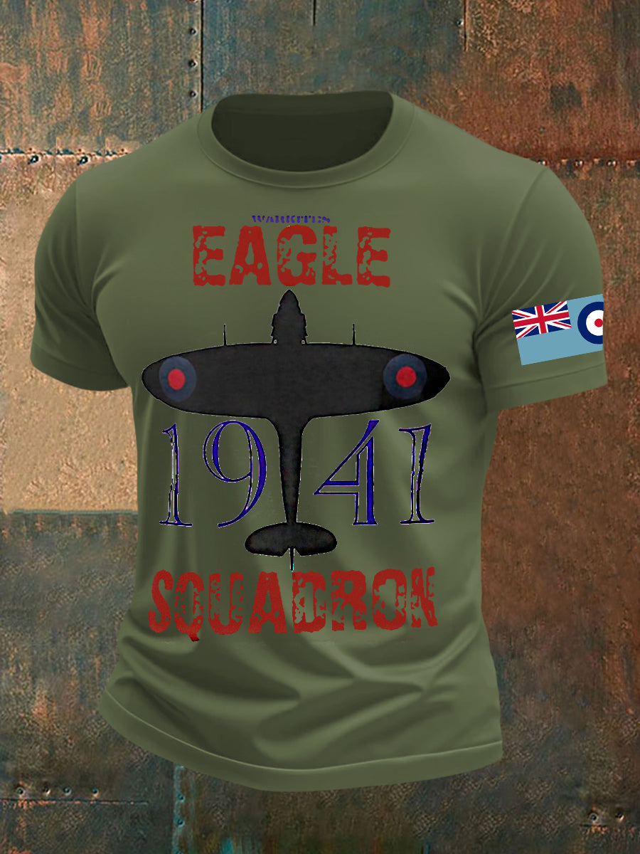 Men's Vintage RAF WW2 Aircraft Spitfire Lancaster Typhoon Hurricane Mosquito Casual Tee