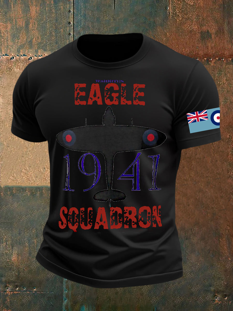 Men's Vintage RAF WW2 Aircraft Spitfire Lancaster Typhoon Hurricane Mosquito Casual Tee