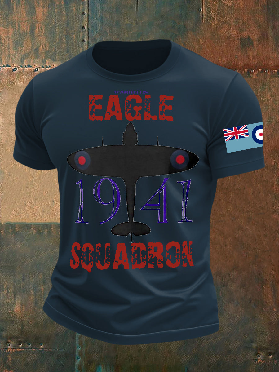 Men's Vintage RAF WW2 Aircraft Spitfire Lancaster Typhoon Hurricane Mosquito Casual Tee