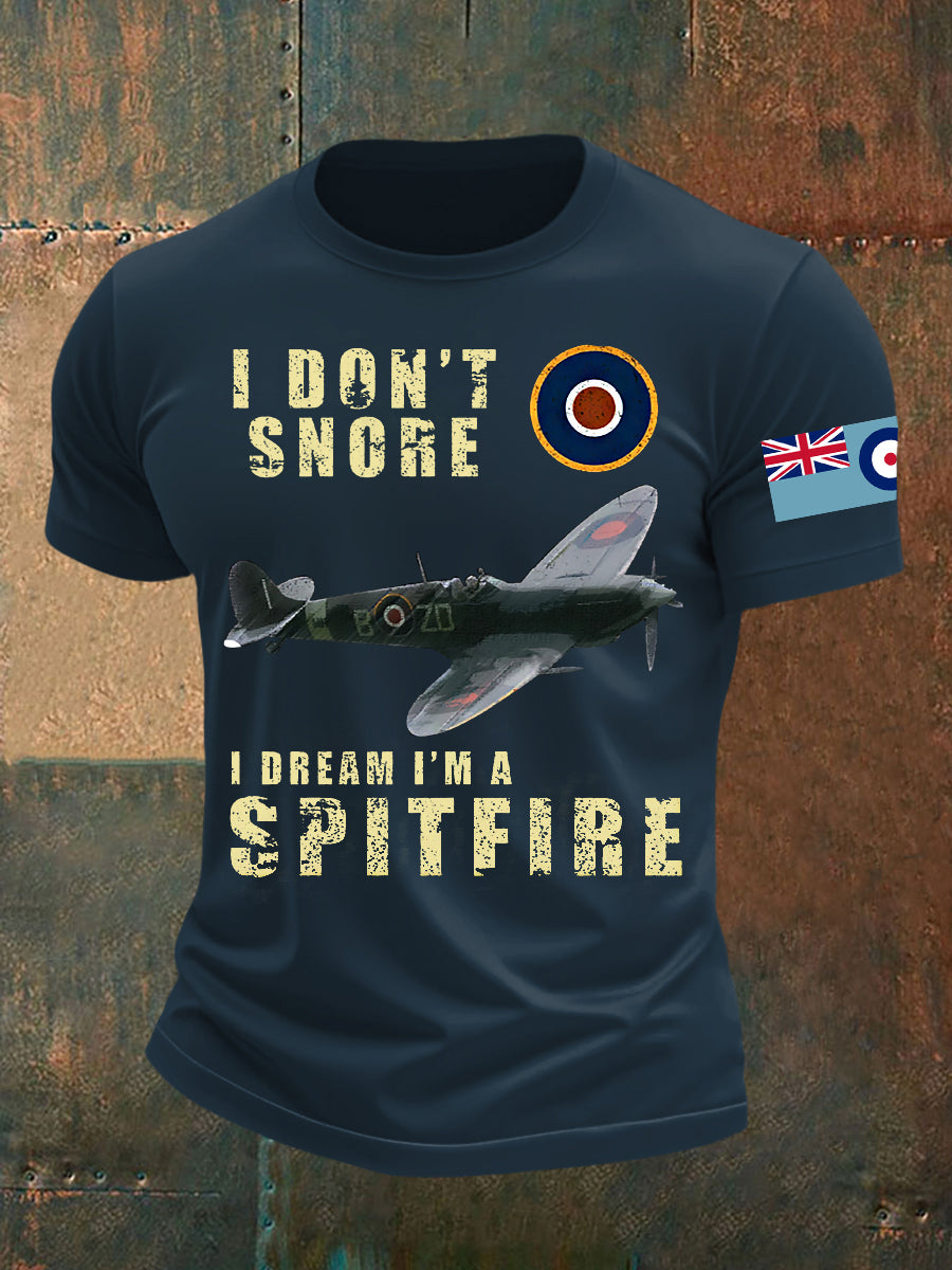 Men's Vintage RAF WW2 Aircraft Spitfire Lancaster Typhoon Hurricane Mosquito Casual Tee