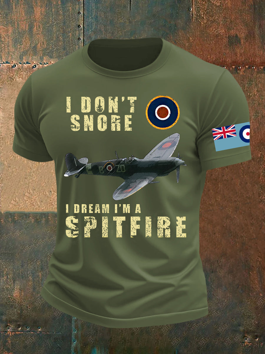 Men's Vintage RAF WW2 Aircraft Spitfire Lancaster Typhoon Hurricane Mosquito Casual Tee