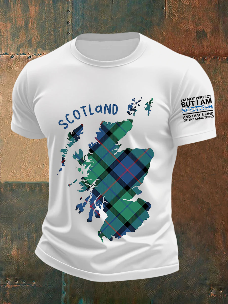Men's Scottish Tartan Print Casual Short Sleeve T-shirt