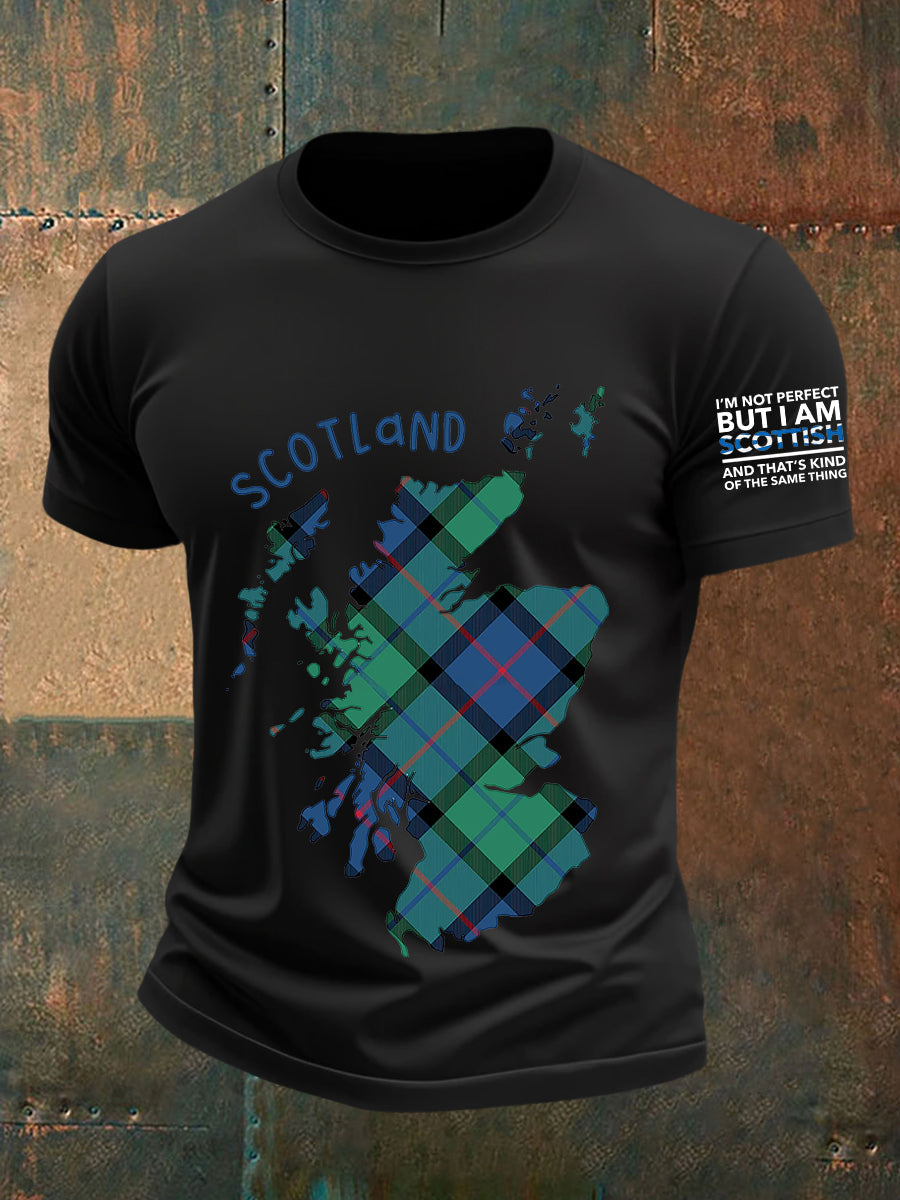 Men's Scottish Tartan Print Casual Short Sleeve T-shirt