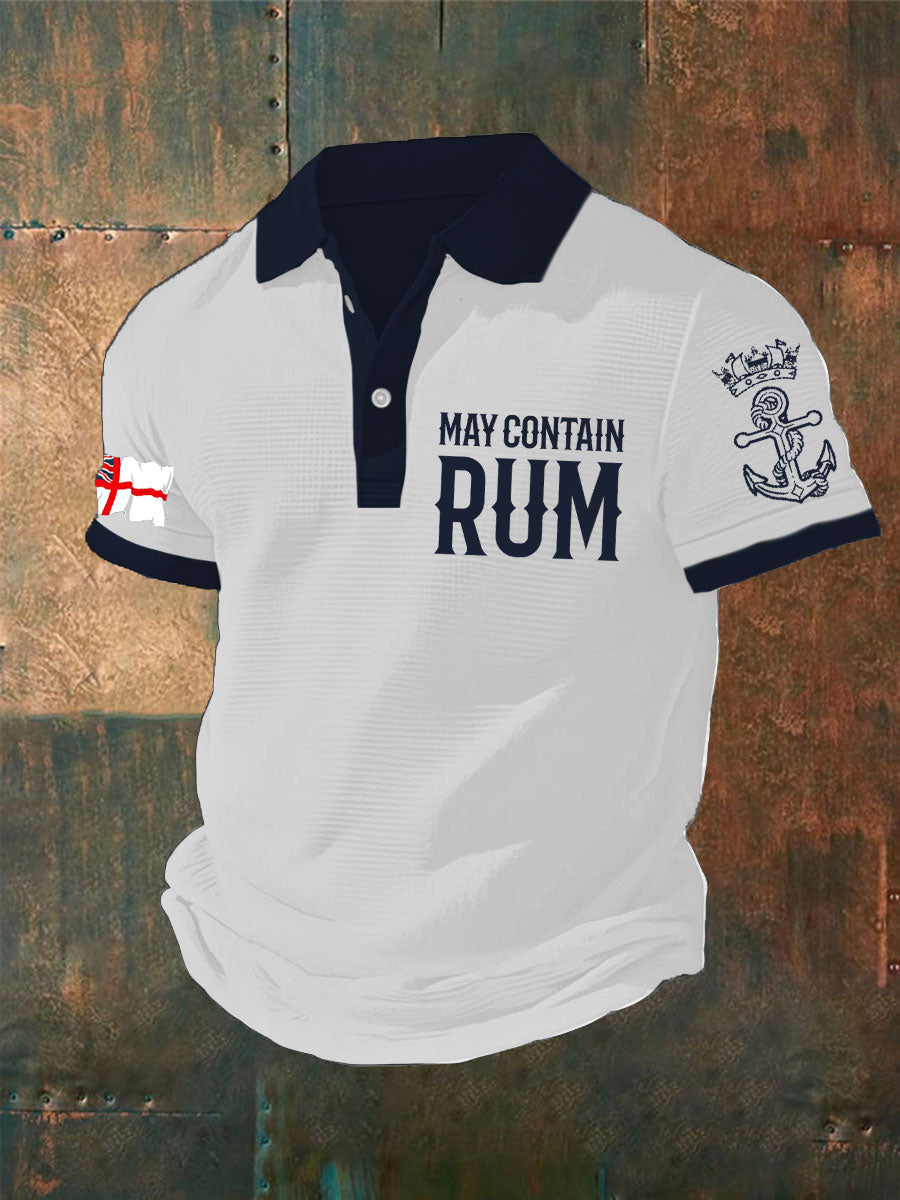 Men's Royal Navy Veteran Rum Lover Printed Waffle Casual Tops