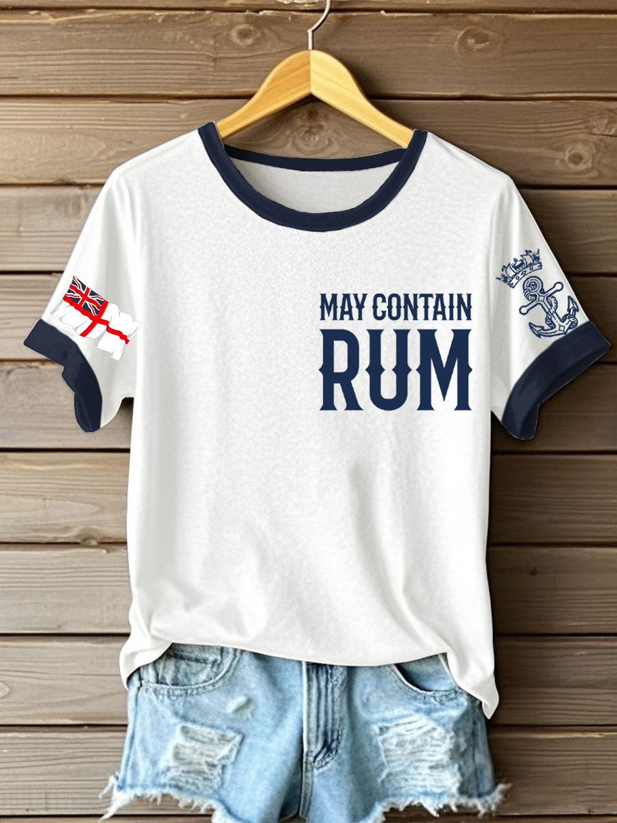 Women's Royal Navy Veteran Rum Lover Printed T-shirt