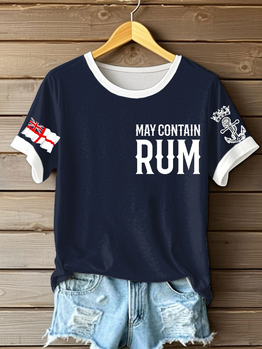 Women's Royal Navy Veteran Rum Lover Printed T-shirt