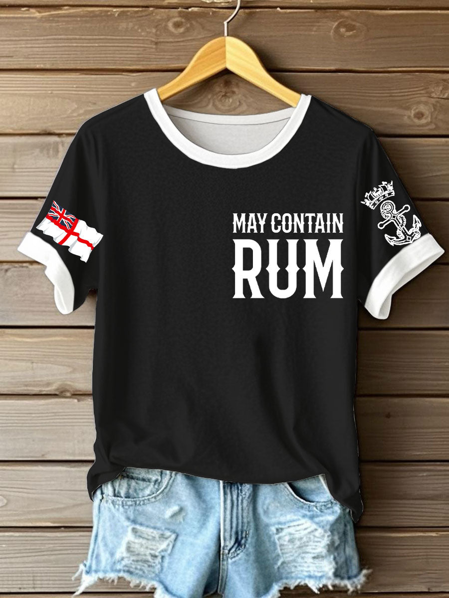 Women's Royal Navy Veteran Rum Lover Printed T-shirt