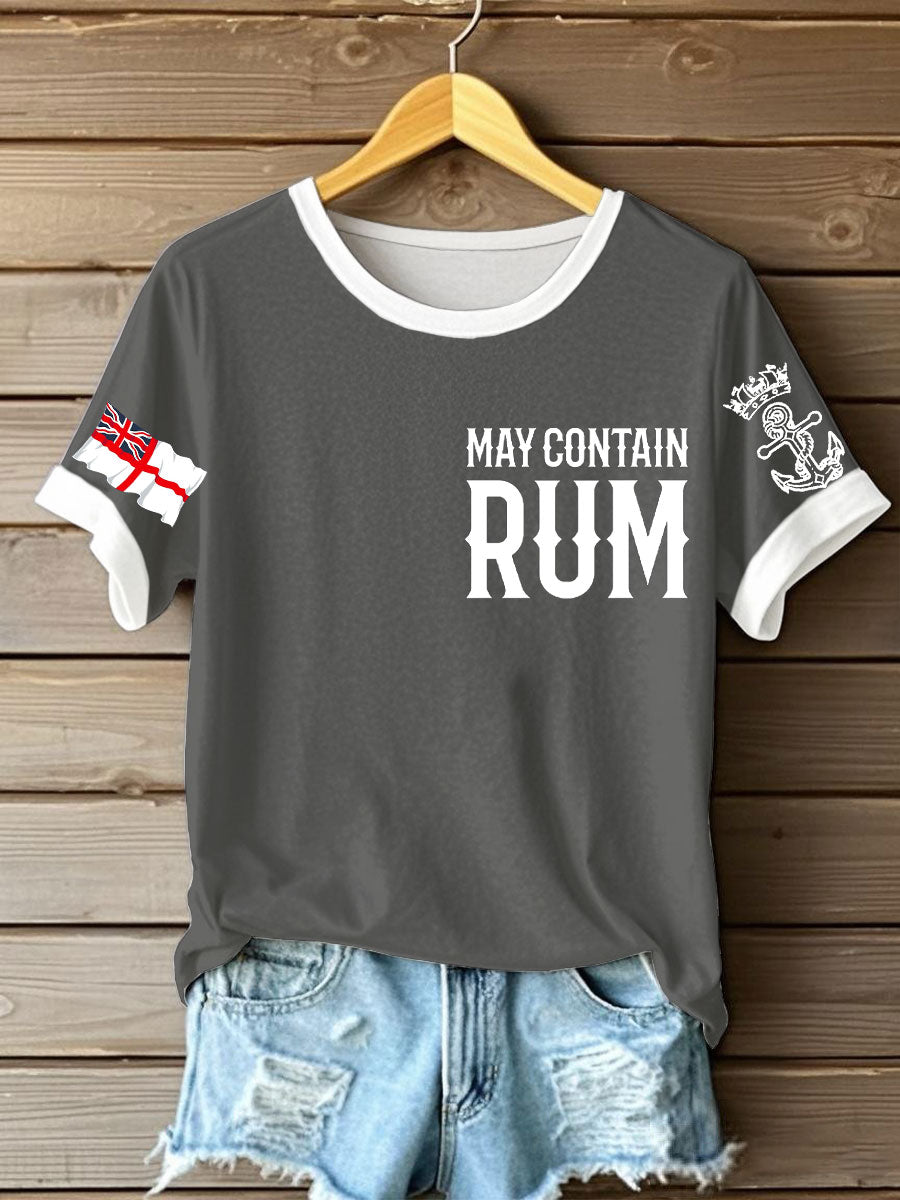 Women's Royal Navy Veteran Rum Lover Printed T-shirt