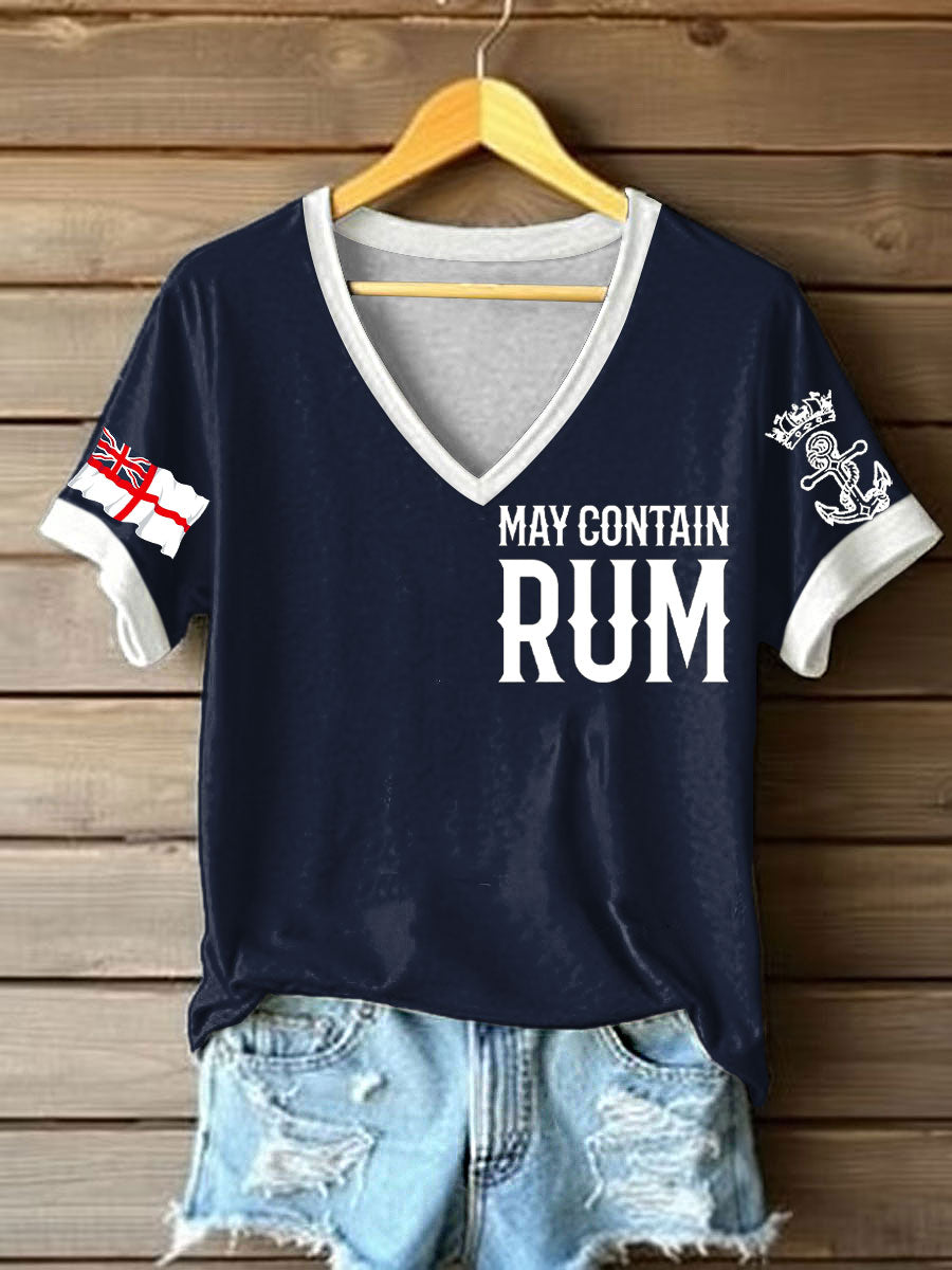 Women's Royal Navy Veteran Rum Lover Printed T-shirt