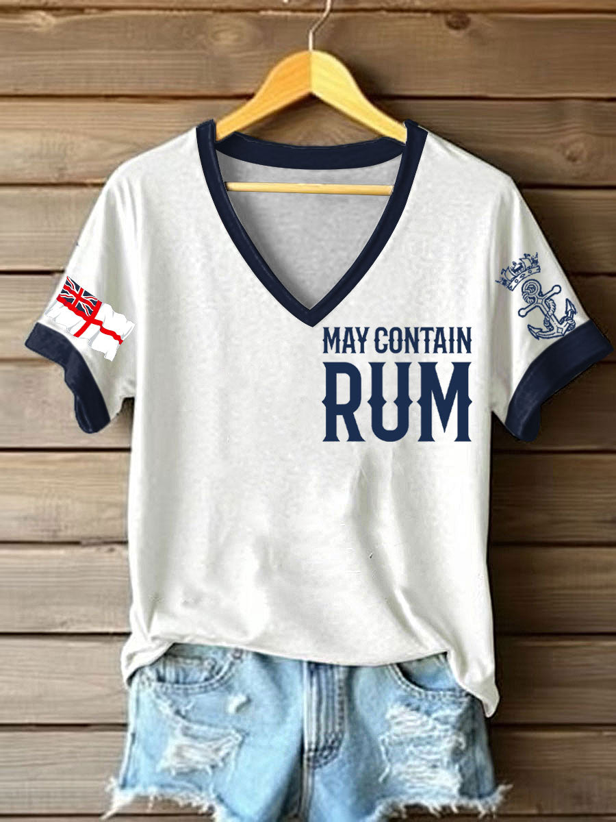 Women's Royal Navy Veteran Rum Lover Printed T-shirt
