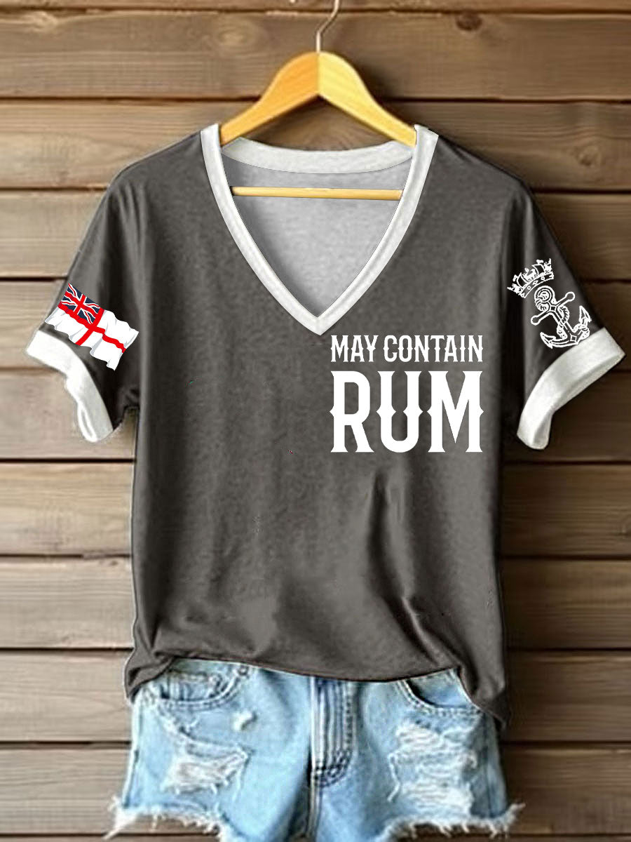Women's Royal Navy Veteran Rum Lover Printed T-shirt