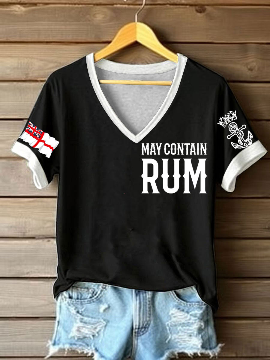 Women's Royal Navy Veteran Rum Lover Printed T-shirt