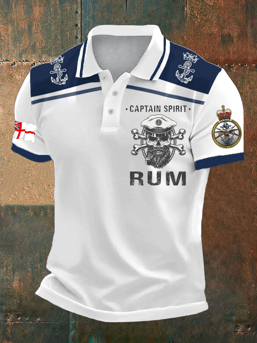 Men's Navy Veteran Rum Lover Printed Casual Tops