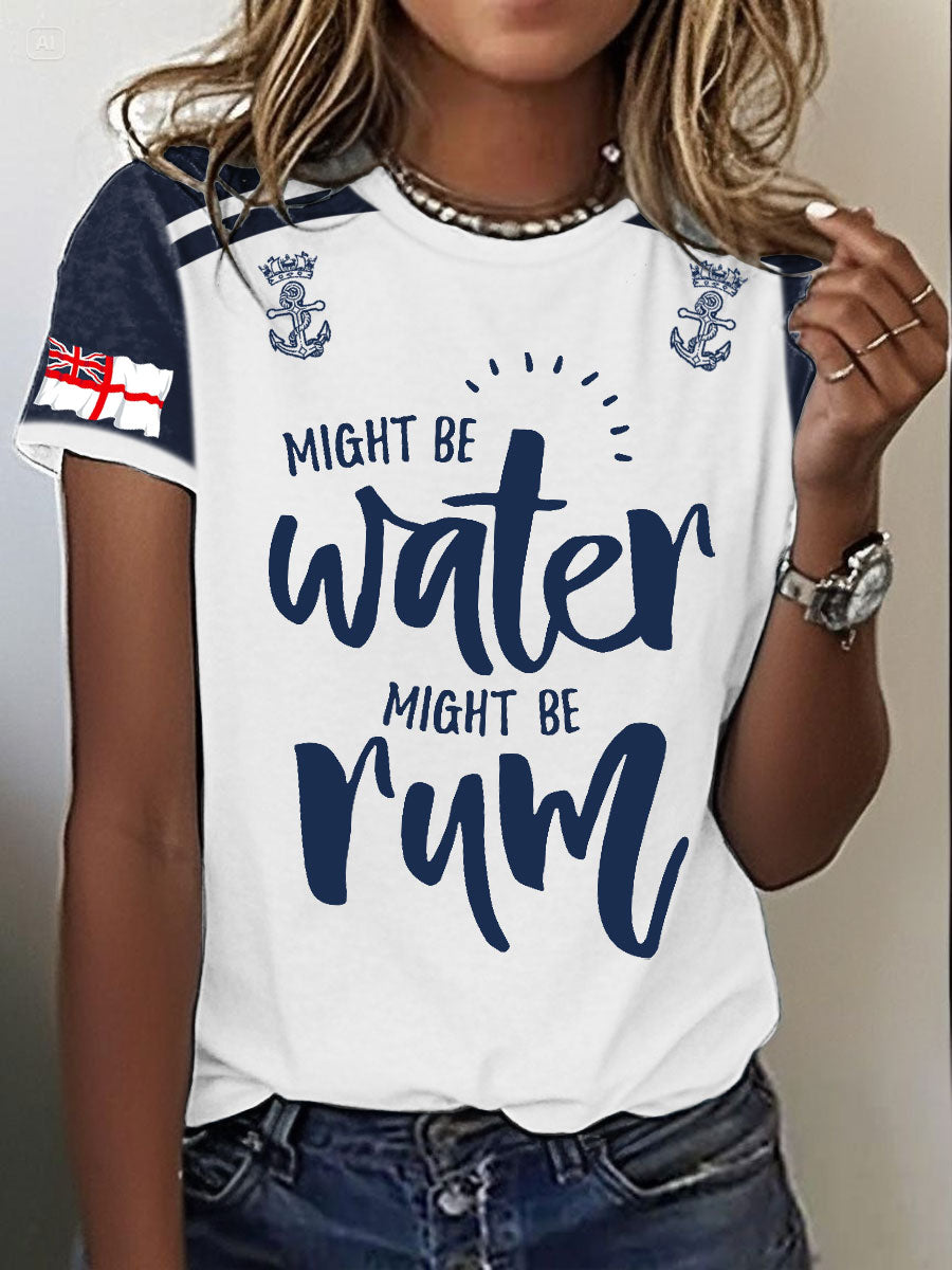 Women's Navy Veteran Rum Lover Printed T-shirt