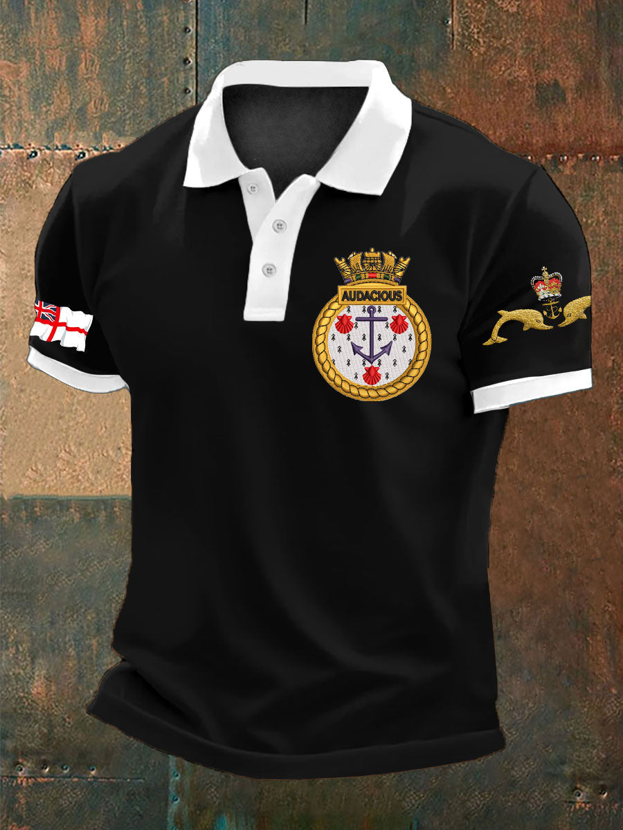 Men's Navy Veteran Submarine Printed Casual Tops