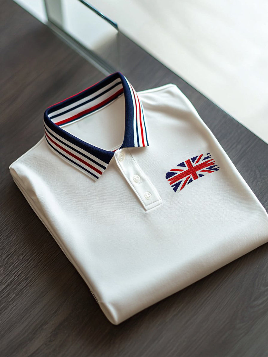 Men's United Kingdom Flag Business Style Short Sleeve T-Shirt