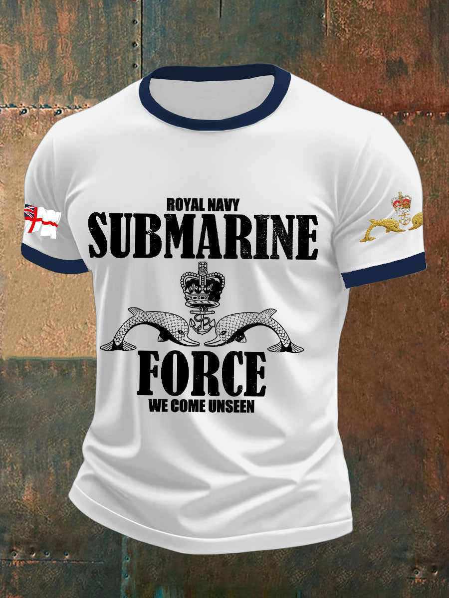 Men's Navy Veteran Submarine Printed T-shirt
