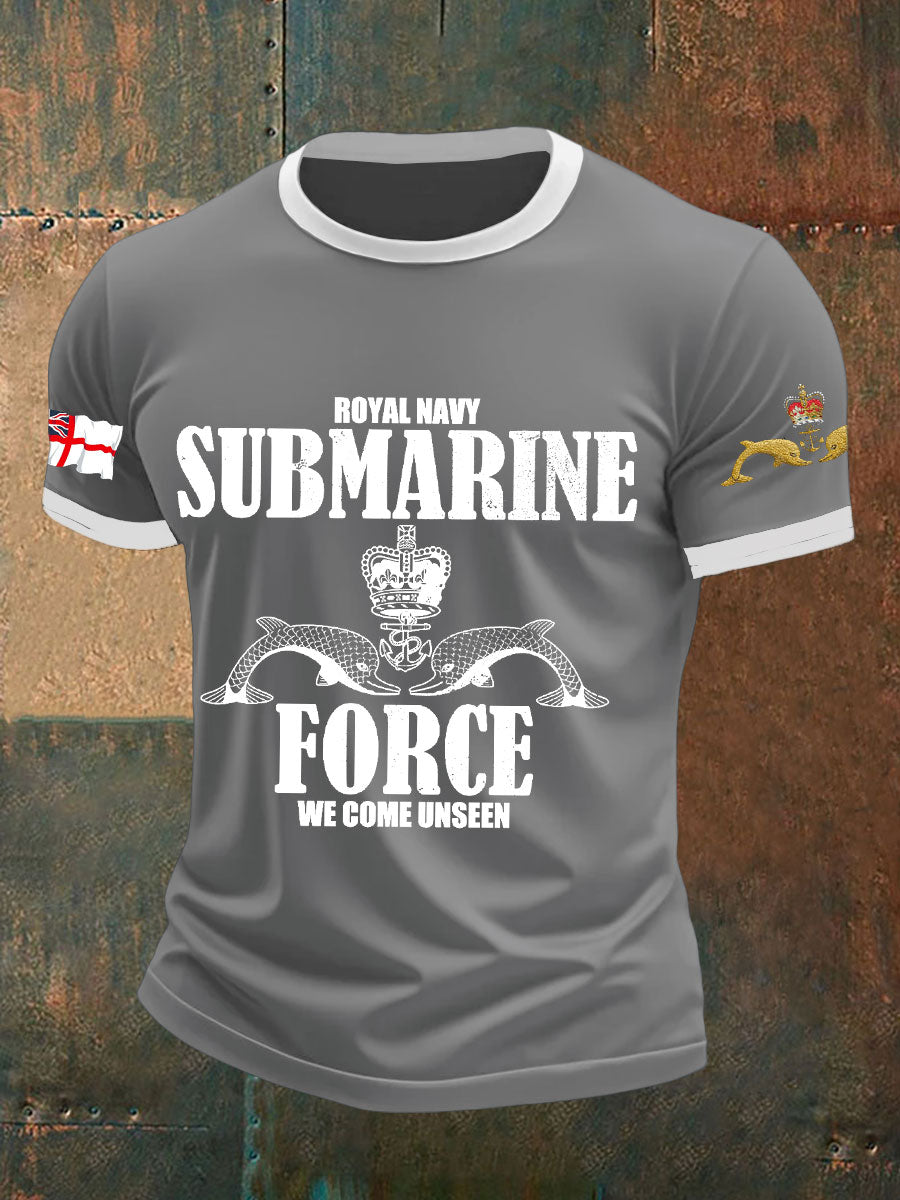 Men's Navy Veteran Submarine Printed T-shirt