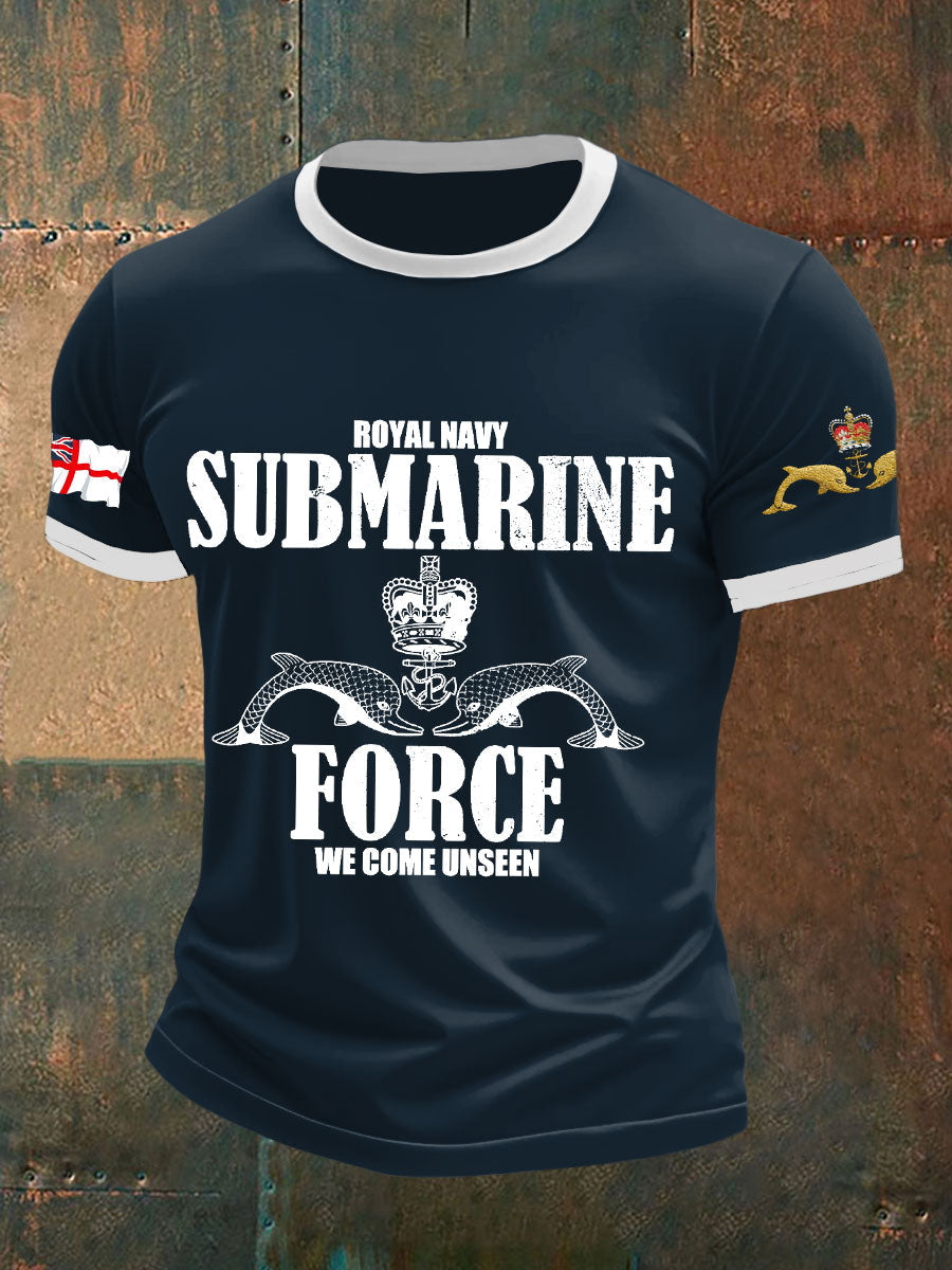 Men's Navy Veteran Submarine Printed T-shirt