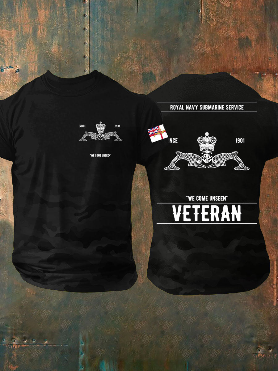 Men's Navy Veteran Submarine Printed T-shirt