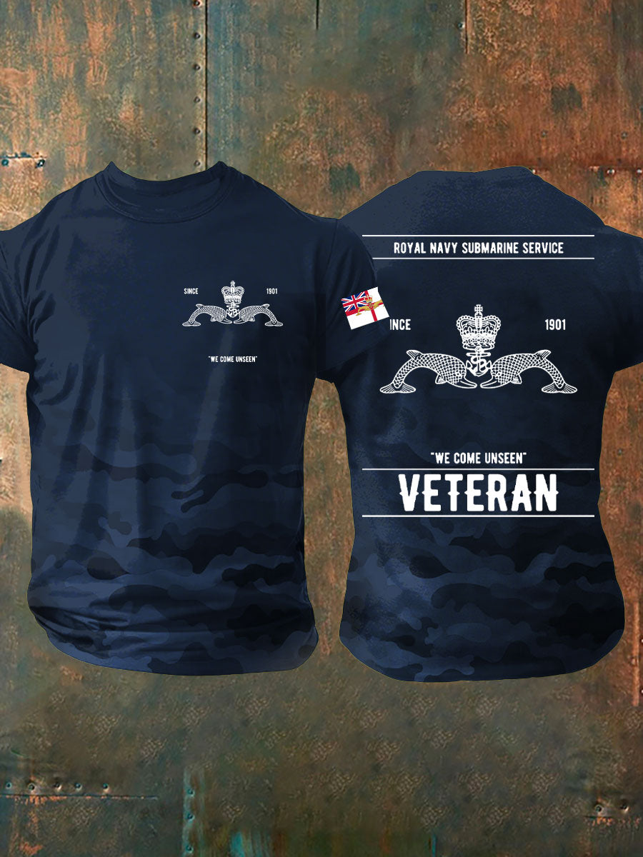 Men's Navy Veteran Submarine Printed T-shirt