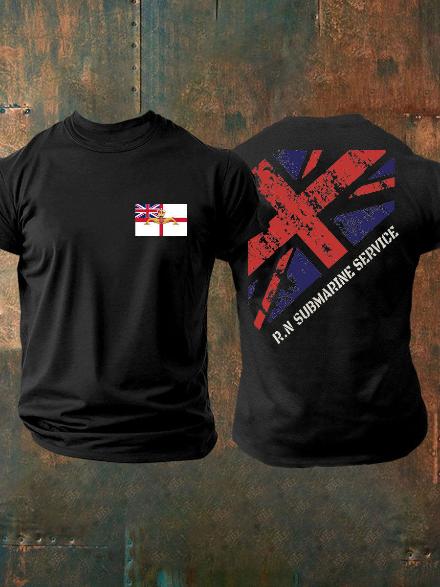 Men's Navy Veteran Submarine Printed T-shirt