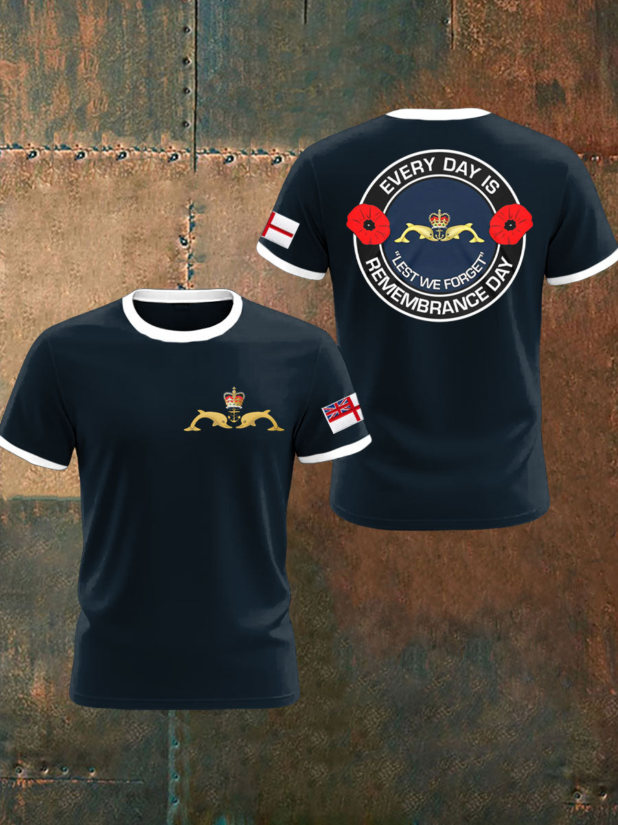 Men's Navy Veteran Submarine Printed Casual T-shirt