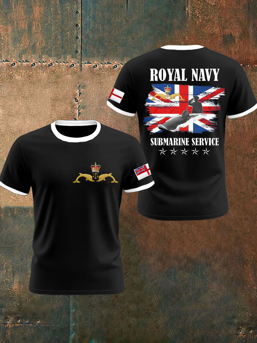 Men's Navy Veteran Submarine Printed Casual T-shirt