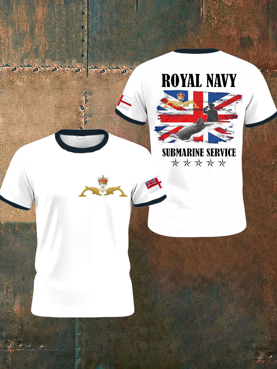 Men's Navy Veteran Submarine Printed Casual T-shirt