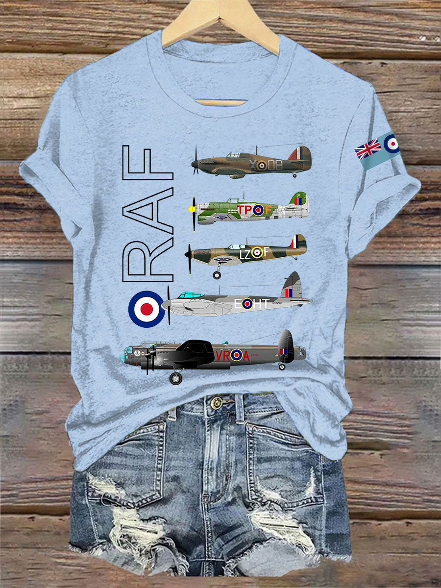 Women's Vintage Aircraft Spitfire Lancaster Typhoon Hurricane Mosquito Casual Tee