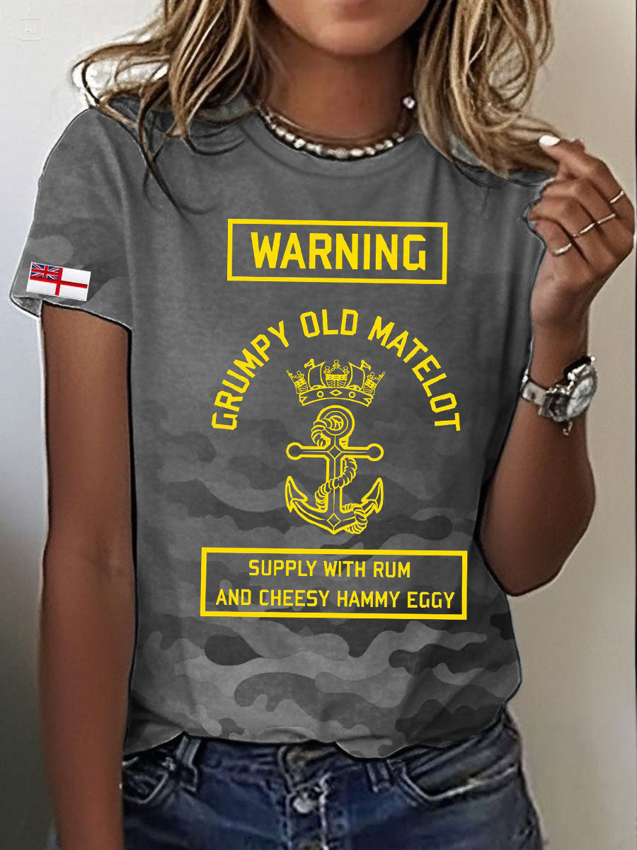 Women's Navy Veteran Printed T-shirt