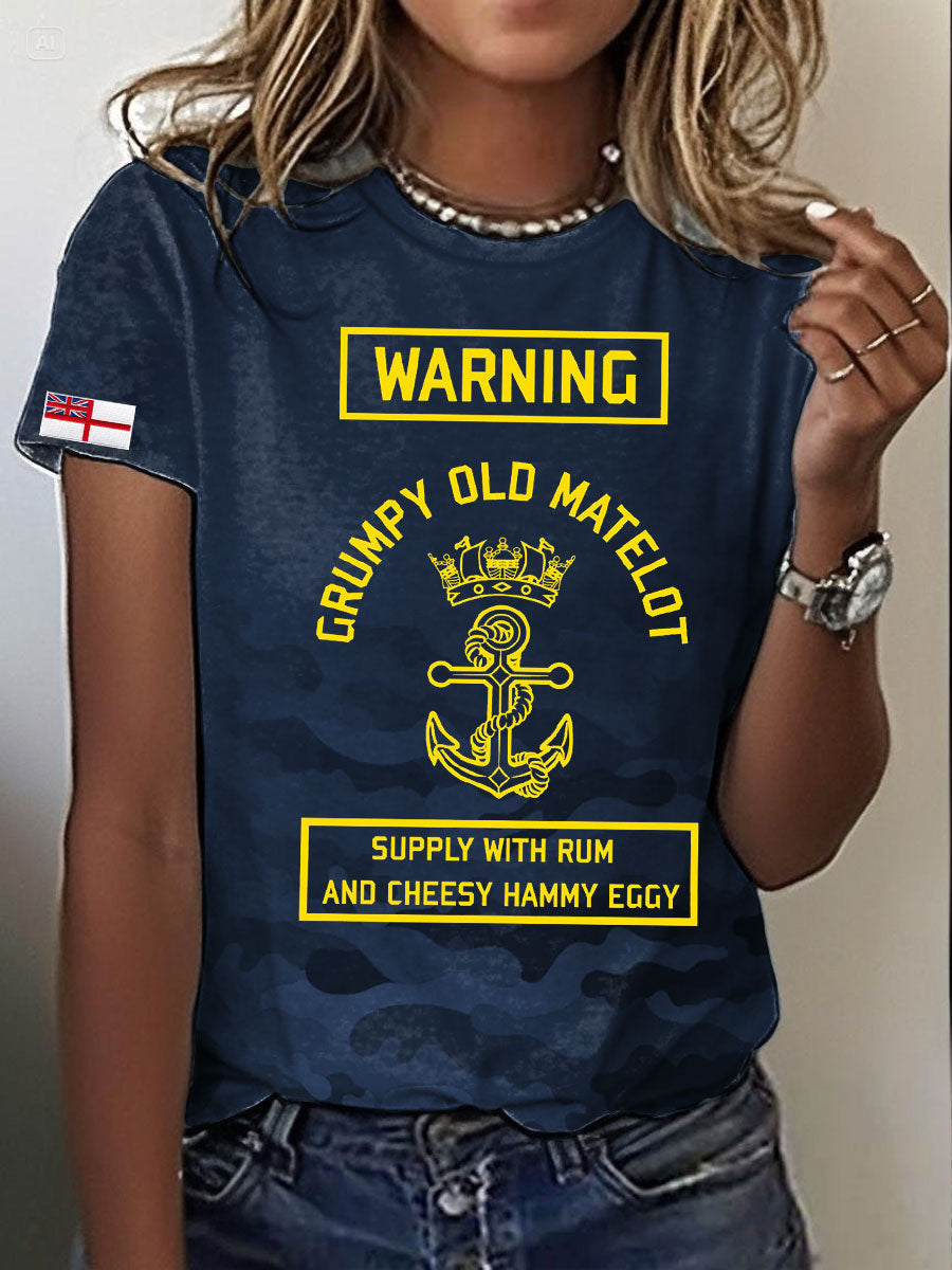Women's Navy Veteran Printed T-shirt