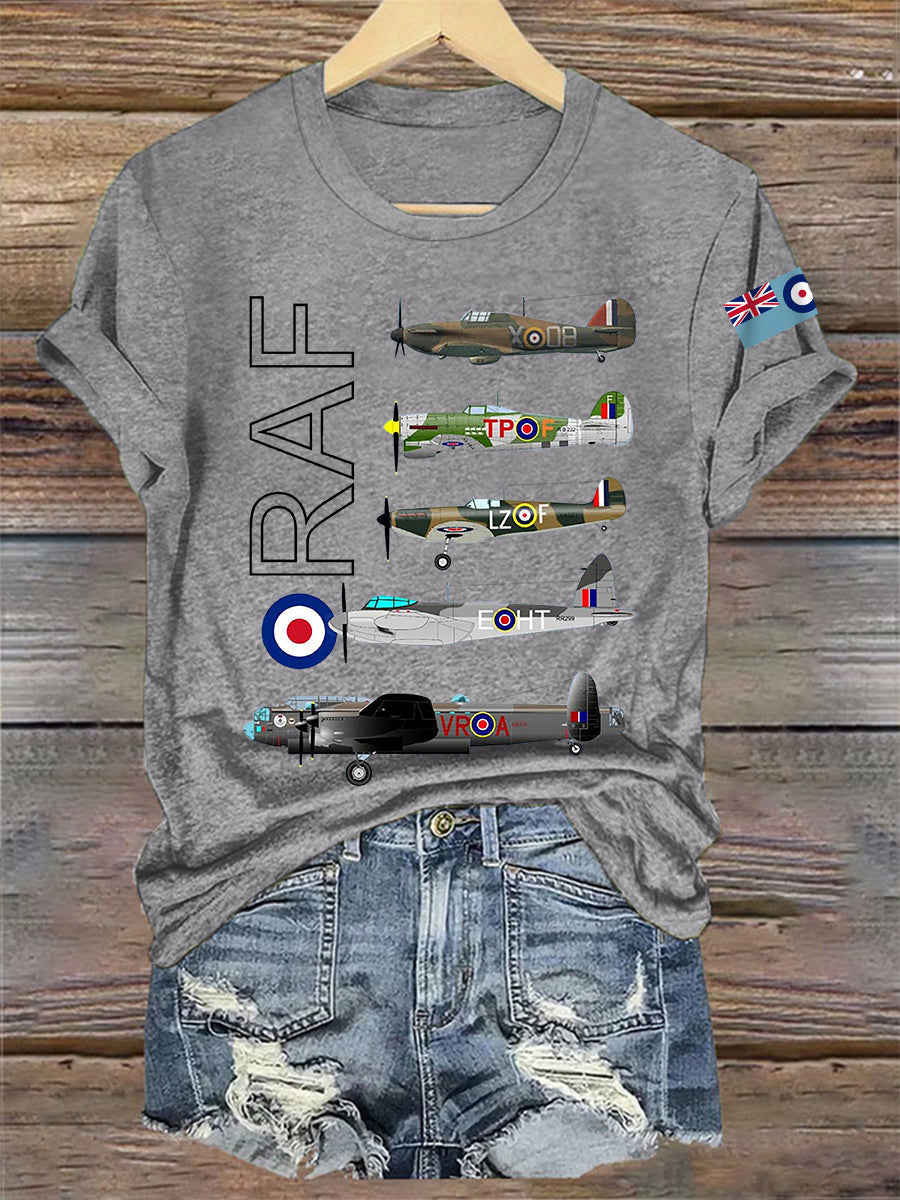 Women's Vintage Aircraft Spitfire Lancaster Typhoon Hurricane Mosquito Casual Tee