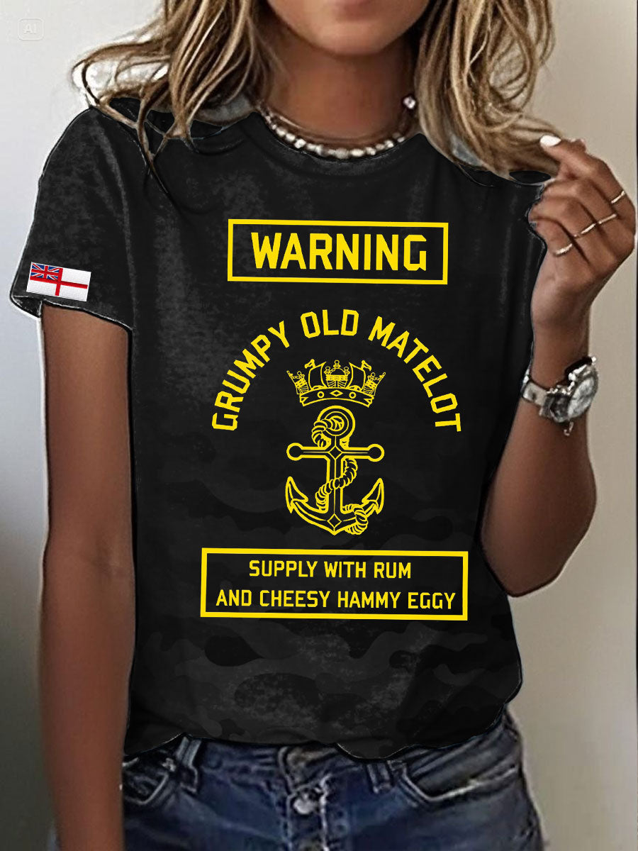 Women's Navy Veteran Printed T-shirt