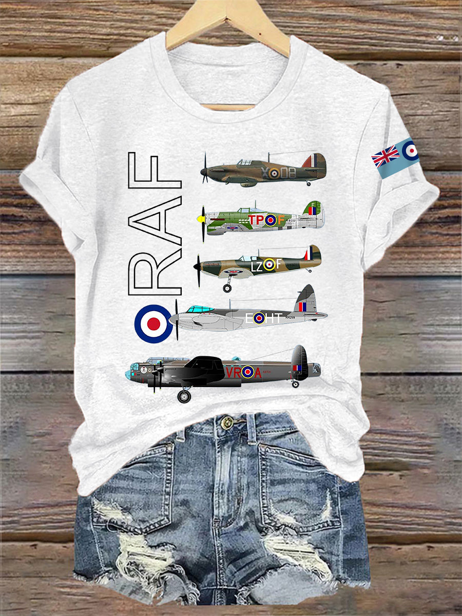 Women's Vintage Aircraft Spitfire Lancaster Typhoon Hurricane Mosquito Casual Tee
