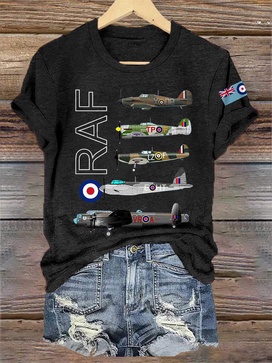 Women's Vintage Aircraft Spitfire Lancaster Typhoon Hurricane Mosquito Casual Tee